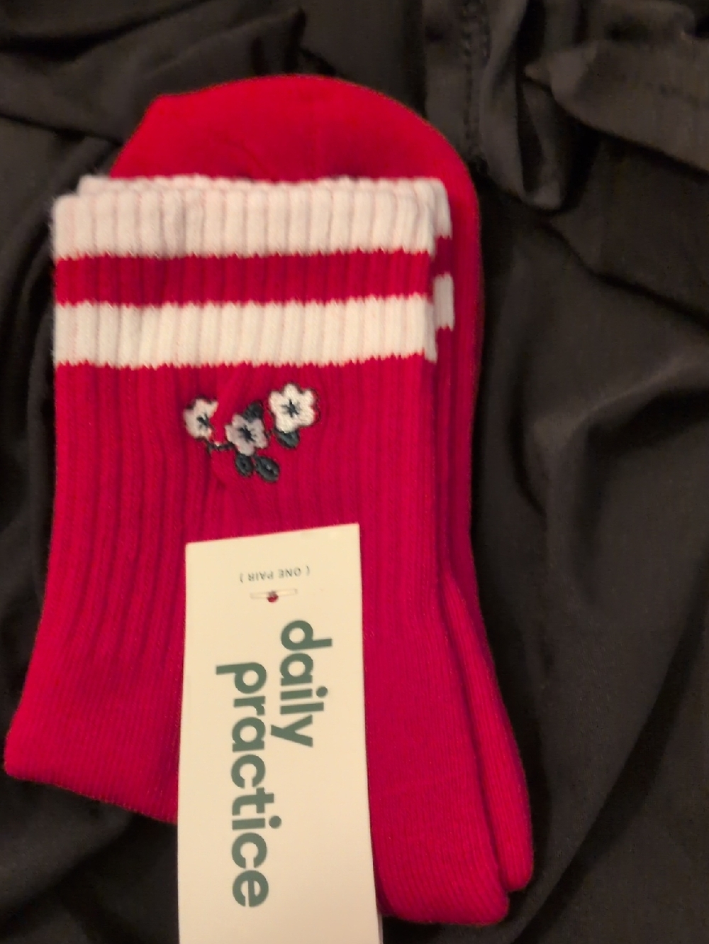 Anthropologie Red Ribbed Socks with White Trim